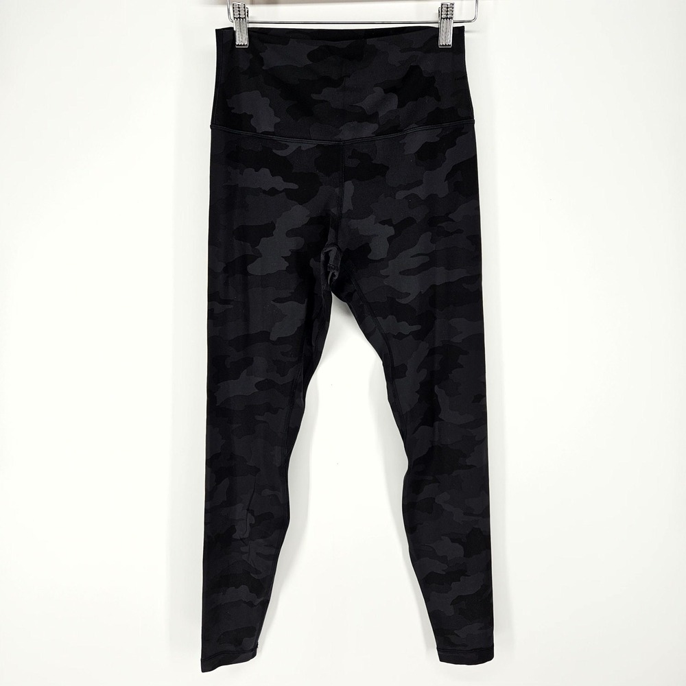 Lululemon Leggings Womens 8 Black Camo High Rise Align Yoga Tights W5DM8S